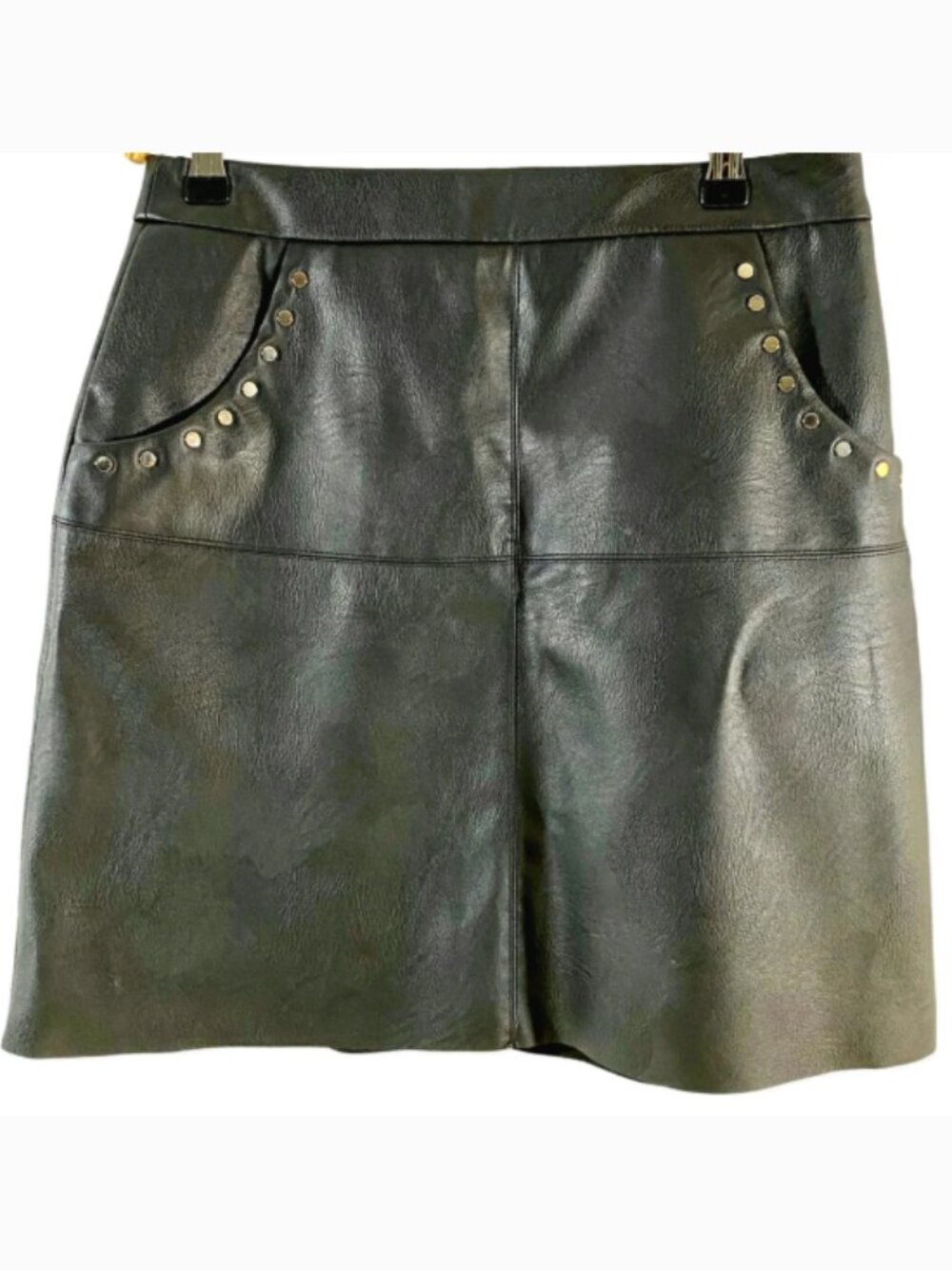 Zara Basic Faux Leather Studded A-Line Mini Skirt
